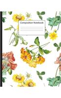 Composition Notebook: Wide College Ruled Paper - Sun Flower Pattern