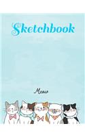 Sketchbook: Portrait Cat Blank Sketchbook for kids White Paper for Drawing, Doodling or Sketching 8.5 x 11 100 page