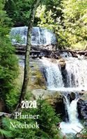 2020 Planner Notebook: Nature Waterfall Planner Book With Monthly and Weekly Calendars, Monthly Budget Sheet and Weekly Meal Plan