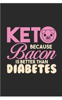 Keto Because Bacon Is Better Than Diabetes: Dotted Bullet Notebook (6" x 9" - 120 pages) Ketogenic Diet Themed Notebook for Daily Journal, Diary, Gift