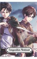 Composition Notebook: Attack On Titan, Journal for Writing, College Ruled Size 6" x 9", 120 Pages, Titans New Glossy Cover Wide Ruled Blank Lined Soft Cover