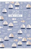 2020 Daily Diary: A5 Day on a Page to View Full DO1P Planner Lined Writing Journal - Cornflower Blue Seaside Sailing Boats Fish Beach Pattern