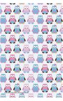 Owls Cute Pink Blue Journal Notebook