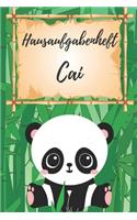 Hausaufgabenheft Cai: personalisiertes Panda Hausaufgabenheft / Schülerplaner für 1 Schuljahr mit Wochenübersicht / mit 2x Stundenplan / DIN A 5 / 112 Seiten