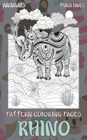 Pattern Coloring pages - Animals - Thick Lines - Rhino