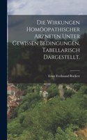 Wirkungen homöopathischer Arzneien unter gewissen Bedingungen, tabellarisch dargestellt.