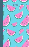 Notebook: College Ruled Composition Book with Watermelon Pattern Cover Design in Turquoise Blue