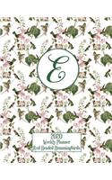 2020 Weekly Planner - Red Headed Hummingbirds - Personalized Letter E - 14 Month Large Print