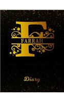 Farrah Diary: Letter F Personalized First Name Personal Writing Journal Black Gold Glittery Space Effect Cover Daily Diaries for Journalists & Writers Note Taking