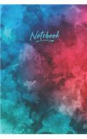 Watercolor Lined Notebook: Medium Ruled 6x9 Journal - Red, Blue & Green Cover