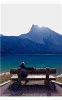 Enjoying the Mountain View: Sitting on a Bench at the Lake Nature Journal: 150 Page Lined Notebook/Diary