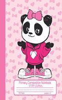 Primary Composition Notebook: Cute Kawaii Panda Girl and Hearts Notebook with Picture Space and Handwriting Practice Paper for Kids in Kindergarten, First and Second Grade, 100 B