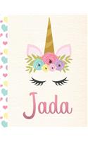 Jada: 2020. Personalized Weekly Unicorn Planner For Girls. 8.5x11 Week Per Page 2020 Planner/Diary With Pink Name