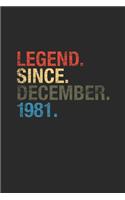 Legend Since December 1981: Small Lined Notebook - 38 years old Birthday Gift or 38th Anniversary Gift Idea