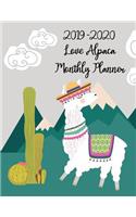 2019-2020 Love Alpaca Monthly Planner