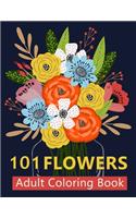 101 Flower Adult Coloring Book