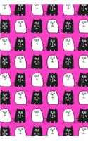 Bullet Journal Notebook for Cat Lovers Black and White Cats in a Row 7: 112 Page Numbered Dot Grid Bullet Journal with Index Pages and Key Pages in Portable 6 X 9 Size.