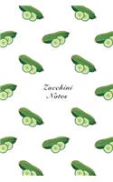 Zucchini Notes: 6"x9" Unruled Blank Notebook Watercolor Texture Design Vegetable Food Ingredient Pattern Cover. Matte Softcover Note Book Journal