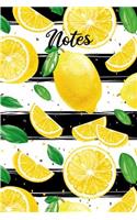 Notes: Lemons Pattern and Black and White Striped Notebook
