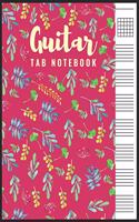 Guitar Tab Notebook: Blank 6 Strings Chord Diagrams & Tablature Music Sheets with Summer Floral Themed Cover