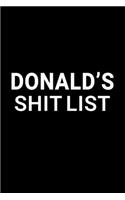 Donald's Shit List: Personalized Notebook for Men Named Donald - Funny Lined Note Book Pad - Black and White Novelty Notepad with Lines - Cool, Fun, Sarcastic Office Ga