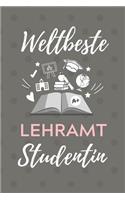 Weltbeste Lehramt Studentin: A5 Geschenkbuch KARIERT für Lehramt Studenten Geschenkidee zum Geburtstag Studienbeginn Erstes Semester Schulabschluss Lehrer Abitur