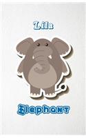 Lila Elephant A5 Lined Notebook 110 Pages: Funny Blank Journal For Zoo Wide Animal Nature Lover Relative Family Baby First Last Name. Unique Student Teacher Scrapbook/ Composition Great For H