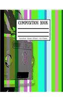 Retro Stripy VW Campervan Composition Book: College Ruled - 100 Pages / 200 Sheets - 7.44 X 9.69 Inches