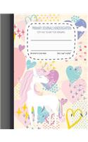 primary journals kindergarten Top Half Blank For Drawing: Cover Heart Unicorn primary composition notebook for grades k-2 for kids kindergarten Half Ruled Half Blank Draw and Write Journal 60 sheets/120 pag