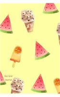 Dot Grid Journal: Watermelon Ice Cream Cone Diary Dotted Notebook Sketchbook Planner for Scribbles, Doodles, Sketching and Writing for Women, Girls and Teens