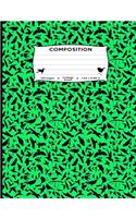 Composition: Birds All Over Green Silhouette Composition Notebook - College Ruled 7.44 by 9.69 in 150 pages 75 sheets for boys, girls, kids, students, teachers, 