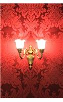 Red Wallpaper and a Retro Wall Sconce Journal