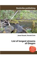List of Longest Streams of Oregon: (English)
