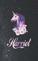 Harriet: First Name Personalized Unicorn Customized Names Gift Birthday Girl Notebook Journal