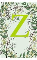 Z: Letter Z Monogram Initials Green Tree Branches Nature Notebook & Journal