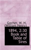 1894. 2: 30 Book and Table of Sires