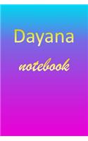 Dayana: Blank Notebook - Wide Ruled Lined Paper Notepad - Writing Pad Practice Journal - Custom Personalized First Name Initial D Blue Purple Gold - Taking 