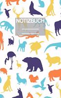 Notizbuch A5 Muster Zeichnung Bunte Tiere Adler Giraffe Krokodil Pinguin Nashorn: - 111 Seiten - EXTRA Kalender 2020 - Einzigartig - Liniert - Linie - Linien - Geschenk - Geschenkidee