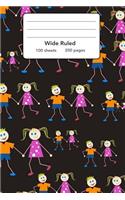 Wide Ruled Composition Notebook 6" x 9". Kids Holding Hands Seamless Abstract: 6" x 9". 200 Pages. Book Cover With Beautiful Kids Holding Hands Seamless Abstract Background Pattern.