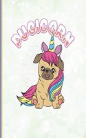 Cute Pugicorn Notebook: Sketchbook, Art Journal, 130 Blank Numbered Art Pages 8.5 X 11, Cut Pug Meet Unicorn, School Teachers, Students