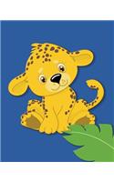 120 Page Handwriting Book: College Ruled Notebook Composition Book Diary Baby Cheetah Princess Blue