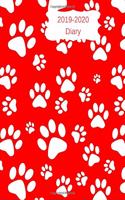 2019-2020 Diary: 8x10 Day to a Page Academic Year Diary, Note, to Do List & Priorities on Each Page. Red & White Paw Print Cover Design