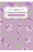 Happy Composition Notebook Size 6x9 Inches 120 Pages: Purple Flowers Watercolor Style College Ruled School Office Home Notebook Journal Student Teacher Blank Line Write Notebook(5 College Ruled Student School Office Supplies Notebook)