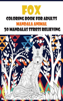 Coloring Book for Adults 50 Mandalas Stress Relieving - Mandala Animal - Fox