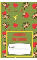 Monkey Notebook: Small funny composition notebook 120 pages (6 x 9 Inch).Monkey Heart Blank lined notebook for monkey lovers