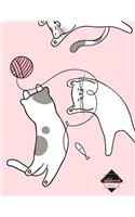 Notebook: cuta cat cat happy on pink cover and Dot Graph Line Sketch pages, Extra large (8.5 x 11) inches, 110 pages, White paper, Sketch, Notebook journal(1 Notebook)