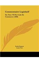 Commentaire Legislatif: Du Titre VII Du Code De Commerce (1898)