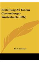Einleitung Zu Einem Cronenberger Worterbuch (1907)