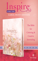 NLT Inspire Catholic Bible Large Print, Pink Fields: The Bible for Coloring & Creative Journaling