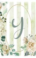 2020 Weekly Planner, Letter Y, Green Stripe Floral Design: 6"x9" Weekly Planner/Calendar